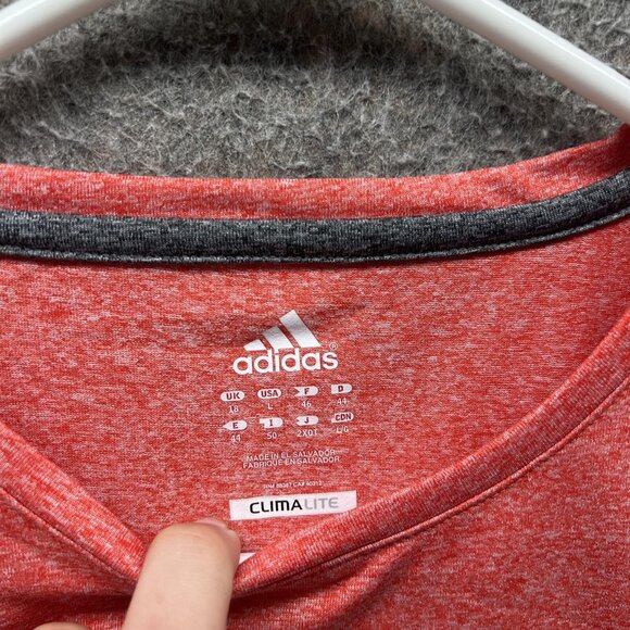 Adidas Shirt Womens Large Red Climalite Performance Athletic Running Tee - Picture 7 of 12
